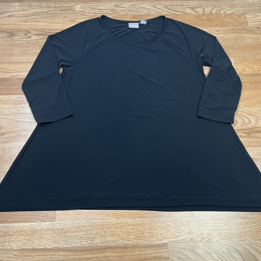 Chico's 3/4 Sleeve Black Blouse Women's Size 1